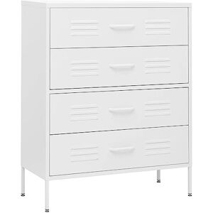 vidaXL Commode Buffet Armoire à Tiroirs Meuble de Rangement Armoire de Rangement Salon Salle de Séjour Intérieur Blanc 80x35x101,5 cm Acier - Publicité