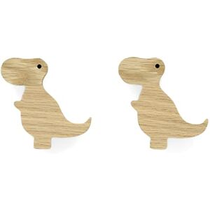 PLT Dino Poignées de meubles pour enfants en bois de chêne non traité Bouton dinosaure Commode Placard Tiroir Porte Chambre d'enfant Cadeau (2, Tyrannosaurus) - Publicité