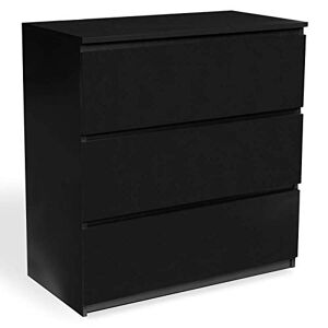 IDMarket Commode 3 tiroirs TOMI 78 cm Bois Noir - Publicité