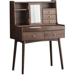 ESOTO Vanité de Maquillage Commode en Noyer Noir for Chambre à Coucher, en Bois Massif, avec tiroir, rétro, Multifonction, Bureau, Miroir de Maquillage Rabattable Coiffeuse de Maquillage - Publicité