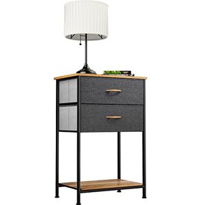 YITAHOME Commode- Meuble de Rangement en Tissu avec 2 tiroirs pour Chambre, Salon, Armoire, Couloir- Cadre Robuste en Acier, Dessus en Bois & Bacs à Tissus Faciles à Tirer (Gris Froid) - Publicité