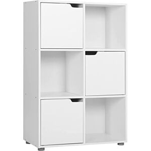 WOLTU Bibliothèque Armoire Étagère de Rangement 59,6x29x91cm en MDF pour Salon Bureau avec 3 Portes 6 Compartiments SK001ws - Publicité