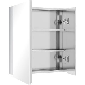 kleankin Armoire Miroir de Salle de Bain en Acier Inoxydable Armoire Murale 2 Portes et 3 Compartiments intérieurs 54 x 13 x 60 cm Argent - Publicité