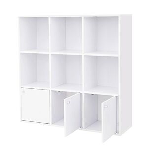 VASAGLE Bibliothèque, Étagère, Meuble de Rangement, Armoire, 3 Placards avec Portes en Bas, pour Salon, Chambre, Chambre d'enfant, Bureau, Moderne, Blanc LBC33WT - Publicité