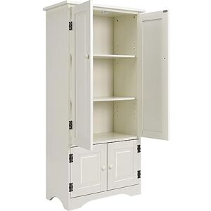 COSTWAY Armoire de Rangement Vintage en MDF avec 2 Étagères Réglables sur 5 Positions et Dispositif Anti-Dumping, 58,5 x 31,5 x 123 cm, pour Salon, Chambre, Bureau (Blanc) - Publicité