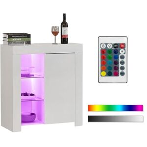 TUKAILAi Buffet Moderne avec lumières LED Blanc Brillant et Mat, 1 Porte de Couleur Mate Ultra-Brillante pour Salle à Manger, Salon, Cuisine, Bureau - Publicité