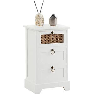 IDIMEX Chiffonnier Raja Petite Commode avec 3 tiroirs, Style Vintage bohême, en Bois de Paulownia lasuré Blanc et rotin - Publicité