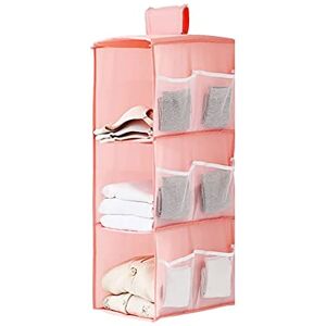 XiXiRan Étagère Suspendue Pliable, Panier Suspendu Rangement Armoire, Etagere Suspendue Armoire, Organiseur Placard Suspendu, 3 Compartiments, 9 Poches Latérales, 30 x 22,5 x 60cm(Rose Trois Couches) - Publicité