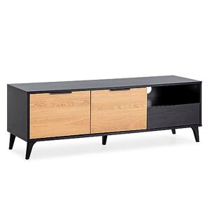 HOMN LIVING Meuble TV Kalma 2 portes et 1 tiroir, Noir brossé et bois, 136  cm (largeur) 40 cm (profondeur) 45 cm (hauteur) - Comparez sur   - (Février 2024) - Publicité