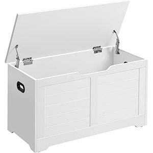 VASAGLE Coffre de Rangement, Banc Chaussures, Meuble pour Entrée, avec 2 Charnières de Sécurité, Style Moderne, 40 x 80 x 46 cm, pour Couloir, Chambre, Salon, Blanc LSB063T14 - Publicité