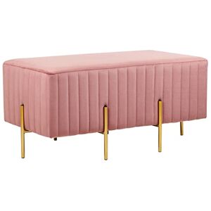 Beliani Banquette Intérieur Glamour avec Pieds Métal Dorés en Velours Rose Dayton - Publicité