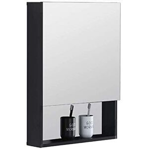 RajoNN Miroirs pour Salle de Bain 18,8" X27,1 X4,7 Armoire de Miroir de Salle de Bain Murale en Aluminium Noir Mat Grand Rangement avec Miroir et Support de Rangement, pour Salle - Publicité