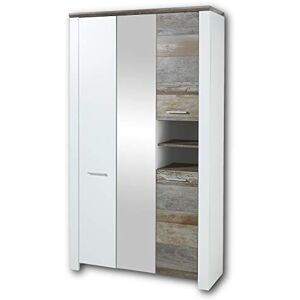 Stella Trading Mateo Armoire à penderie Moderne avec Porte Miroir Blanc, Bois, 112 x 198 x 39 cm - Publicité