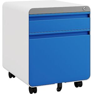 Dripex Caisson de Bureau à Roulette 2 Tiroirs, Meuble Dossier Suspendu, Caisson Métal Verrouillable 45 x 40 x 50 cm Bleu - Publicité