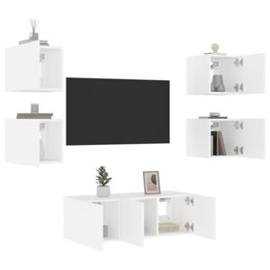 RAUGAJ Lot de 6 unités murales TV avec LED blanches en bois d'ingénierie - Publicité