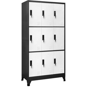 Cosisti Casier vestiaire Metallique 9 casiers Armoire Vestiaire Métallique Casier Métal Armoire à casier Armoire Metallique Acier-Anthracite et Blanc-avec 9 casiers - Publicité