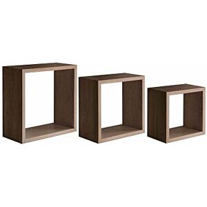 Kasahome Lot de 3 étagères murales – Meuble mural en bois MDF – Convient pour la décoration – Modules de maison, bureau, boutique couleur marron foncé - Publicité