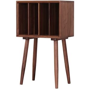 LPEIJIE Support pour Tourne-Disque avec 4 étagères et Une Armoire, Support Central de Divertissement, bibliothèque Cube de Rangement pour disques, Assemblage sans Outil, Noyer - Publicité