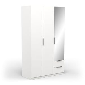 Demeyere Armoire Dressing avec Miroir & Penderie Moderne 3 Portes 2 Tiroirs 4 Niches – Coloris Blanc Mat-119, Bois d'ingénierie, Gris, 119,4 x 51,1 x 203 cm - Publicité