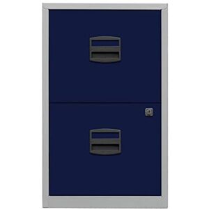 BISLEY Home Armoire dossiers Suspendus PFA, 2 tiroirs HR, métal, Corps Gris Clair, façades Bleu Oxford, 40 x 41,3 x 67,2 cm - Publicité