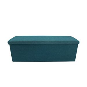 Rebecca Mobili Pouf Porte-Jeux, Boite de Rangement Pouf Turquoise, Double Coton, ouvrant, Petit Espace Dimensions: 37 x 110 x 38 cm (HxLxL) Art. RE6174 - Publicité