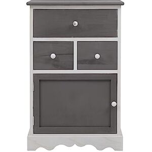 Rebecca Mobili Meuble de Rangement Blanc et Gris, Armoire avec 3 Tiroirs, Bois de Paulownia, Style Vintage, Meuble Cuisine Salle de Bain Entree – Dimensions: 72 x 47 x 30 cm (HxLxL) Art. RE4327 - Publicité