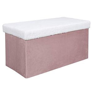 HOME DECO KIDS HD6765 Coffre Banc Pliable, Polyester, Rose des Bois-Blanc, 77 x 38 x 38 - Publicité