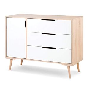 Mon Mobilier Design Sofie Commode à Langer à tiroirs et étagères Style scandinave Blanc/Bois - Publicité