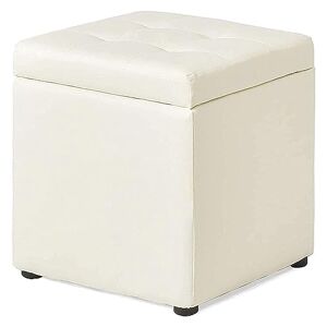 ArhaR Ottoman Repose-Pieds Repose-Pieds Banc de Rangement d'entrée Ottomans de Rangement en Cuir Bancs de Rangement Étagère à Chaussures de Rangement d'entrée (Blanc 30x30x35cm) - Publicité