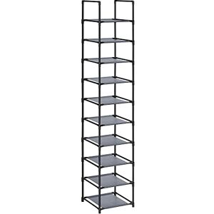 SONGMICS Étagère Chaussure à 10 Niveaux, Range-Chaussure, Porte-Chaussure, Meuble de Rangement, 33 x 33 x 173 cm, Cadre en Métal, en Tissu Non-tissé, pour Entrée, Chambre, Gris LSR110G01 - Publicité