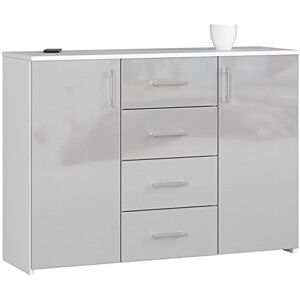 AKORD Commode 4 Tiroirs et 2 étagères avec Portes K45   L110 x H80 x P35 cm   Moderne Bahut Meubles de Salon TV   Buffet Salle a Manger Chambre   Poids 43 kg - Publicité