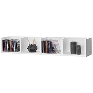 [en.casa] Meuble Mural Design Étagère Flottante Stylée 4 Compartiments de Stockage Capacité de Charge 10 kg Panneau de Particules Mélaminé 95 x 17 x 17 cm Blanc Mat - Publicité