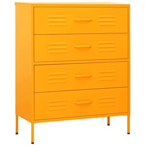 vidaXL Commode Buffet Armoire à Tiroirs Meuble de Rangement Armoire de Rangement Salon Salle de Séjour Intérieur Jaune Moutarde 80x35x101,5 cm Acier - Publicité