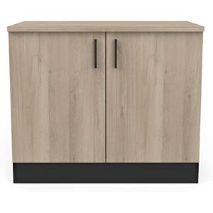 Demeyere Meuble Bas Cuisine-2 Portes-Origan-Fabriqué en France-Garantie 2 Ans, Bois d'ingénierie, KRONBERG/Noir Mat, L 100 x P 60 x H 85 cm - Publicité