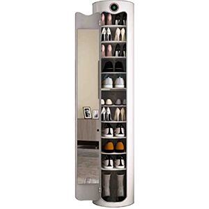 PRUJOY Armoire à chaussures rotative à 360 degrés, étagère à chaussures étroite cylindrique verticale, grand organisateur d'étagère à chaussures pour étagère à chaussures autoportante de couloir ( H190cm) - Publicité