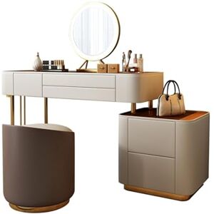 LINKIO Coiffeuse Bureau de Maquillage avec Dessus en Verre et tiroirs, Bureau de Maquillage Moderne, Coiffeuse for Bureau de Chambre à Coucher Commodes à Tiroirs (Size : 120cm) - Publicité