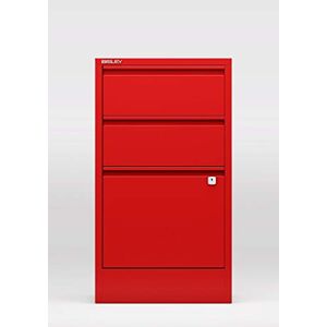 BISLEY Home Filer, 2 tiroirs universels, 1 tiroir HR, métal, 670 Rouge Cardinal, 40 x 41,3 x 67,2 cm - Publicité