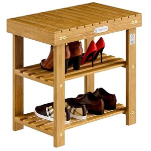 CASARIA ® 2en1 Meuble à Chaussures avec Banc en Bois d'acacia Dur Robuste étagère à Chaussures 2 tablettes Rangement Armoire - Publicité