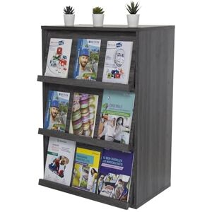 Iris Ohyama , Meuble, Bibliothèque, Étagère de rangement, 3 portes rabattables, Design, Solide, Moderne, Multi-usage, Bureau, Chambre, Salon Flap Rack CHR-3 Chêne Gris - Publicité