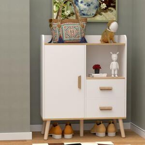 PIPIPOXER Buffet de Cuisine Blanc avec 2 tiroirs et 1 Porte d'armoire, Buffet pour entrée, Salon, Chambre à Coucher, 80 x 34 x 100 cm - Publicité