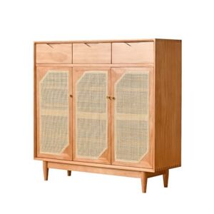 LUNIZ Armoire de Rangement pour Entrée Armoire à chaussures en rotin, meuble de rangement domestique, étagère à chaussures, salon avec 4 tiroirs de rangement, armoire à chaussures d'entrée Organisateur de C - Publicité