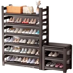 WAOCEO Étagère à Chaussures Étagère à Chaussures en Fer Multicouche, Porte de Maison avec Tabouret à Langer, on Peut s'asseoir, étagère en Acier Inoxydable Armoire Chaussures (Size : L) - Publicité