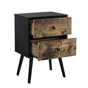 [en.casa] Petite Table avec 2 Tiroirs Table de Chevet Table de Nuit Commode Armature de Table et Tiroirs en Panneau de Fibre de Bois Pieds en Pin Effet Bois et Noir 60 x 40 x 29,5 cm - Publicité