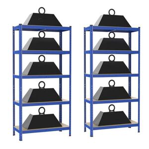 Rigogo Lot de 2 étagères de rangement pour charges lourdes Pour garage, atelier, garde-manger Capacité de charge maximale : 875 kg 180 x 90 x 40 cm Bleu - Publicité