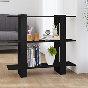 WIFESE Bibliothèque Noir 100x30x87 cm Bois d'ingénierie Séparateur de Pièce Polyvalente Etagère à Livres Colonne de Rangement Armoire Meuble Salon pour Rangement Magazines Plantes Jouets - Publicité