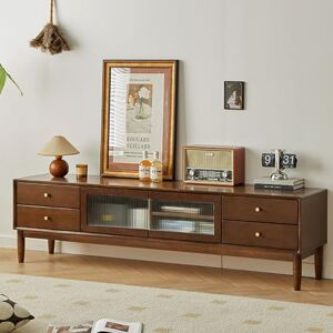 TRUNXUCL Meuble TV Bois Massif, Console de Média de la Armoire de Télévision avec 4 Tiroirs de Rangement pour Le Salon et Le Bureau, pour 32-65" Téléviseurs (Color : Brown, Size : 180x40x50cm/71x20x - Publicité