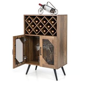 KOMFOTTEU Buffet Industriel avec Porte-Bouteilles Amovibles, Armoire à Vin pour 11 Bouteilles, Meuble de Rangement de Cuisine avec Armoire à Porte, Style Vintage, 59,5 x 35 x 93,5 cm - Publicité