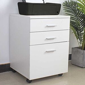 BAKAJI Commode Bureau Bois MDF Meuble imprimante, d'ingénierie Métal, Blanc, Standard - Publicité