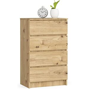 AKORD Commode 4 Tiroirs   60x99x40 cm   Moderne Commode de Salon   Armoire Latérale Haut Buffet   Vaisselier Salle à Manger Chambre Couloir Salle de Bain Entree   Poids 35 kg   Chêne Artisanal - Publicité