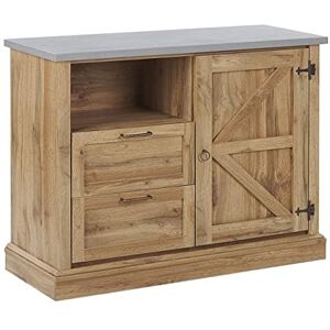 Beliani Commode au Design Traditionnel composé de 2 Tiroirs d'une Porte et d'un Esace de Rangement Ouvert 79 cm de Hauteur - Publicité